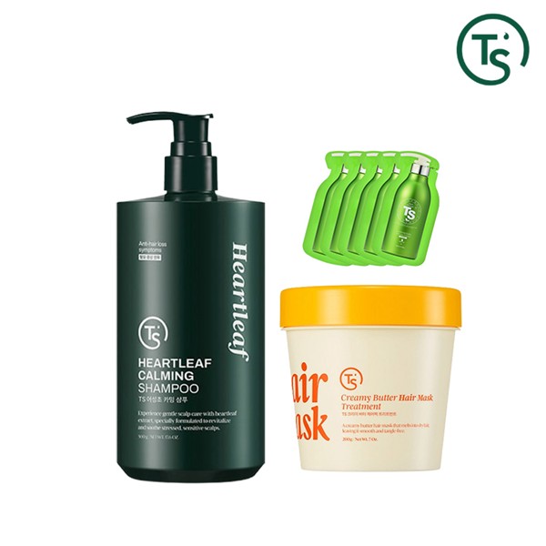 [TS샴푸] TS어성초카밍샴푸 500g+TS크리미버터헤어팩 트리트먼트 200g+파우치 5매
