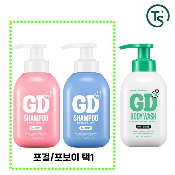 [TS샴푸] TS지디샴푸 400g(포걸, 포보이)+TS지디바디워시 400g (샴푸옵션 택1)